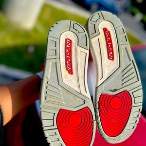 Fire Red Jordan 3’s Shoes sold as is .